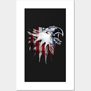 American Bald Eagle Patriotic USA Flag Posters and Art